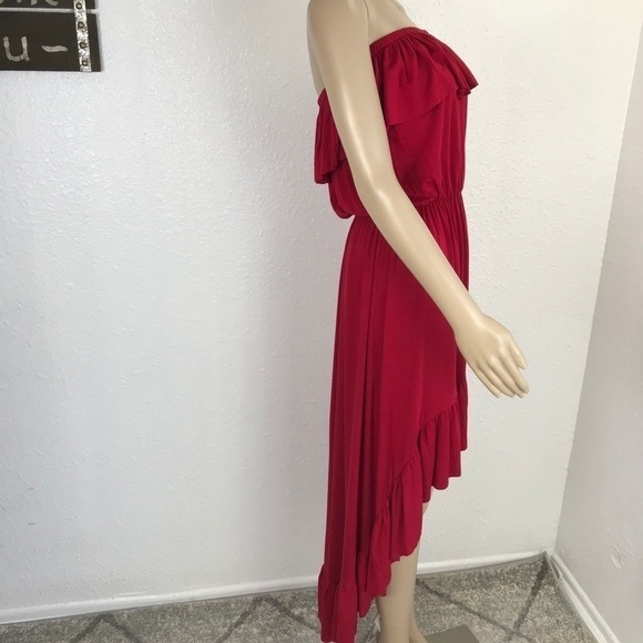 Felicity & coco  Straples off the shoulder High low Ruffle Red Maxi dress beach - Picture 6 of 10
